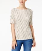 Karen Scott Cotton Polka-dot-print Top, Created For Macy's