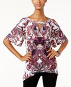 Inc International Concepts Paisley-print Embellished Top, Only At Macy's