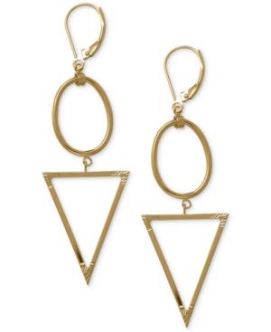 Oval And Triangle Geometric Earrings In 14k Gold