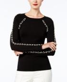 Inc International Concepts Faux-pearl-embellished Sweater, Created For Macy's