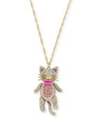 Betsey Johnson Gold-tone Pave Cat Pendant Necklace, 40 + 3 Extender