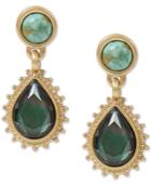 Lucky Brand Gold-tone Black Mother-of-pearl Stone Teardrop Earrings