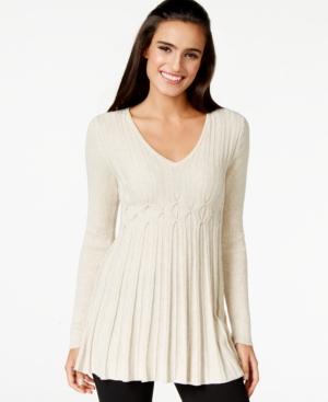 Studio M Cable-knit Peplum Sweater