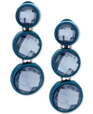Anne Klein Two-tone Triple-stone Clip-on Drop Earrings