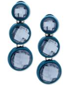 Anne Klein Two-tone Triple-stone Clip-on Drop Earrings