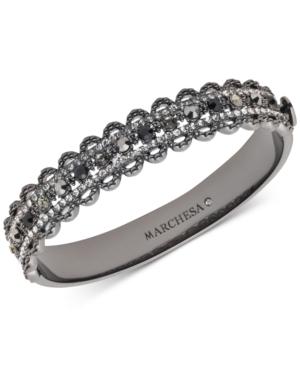 Marchesa Hematite-tone Stone & Crystal Scalloped Bangle Bracelet