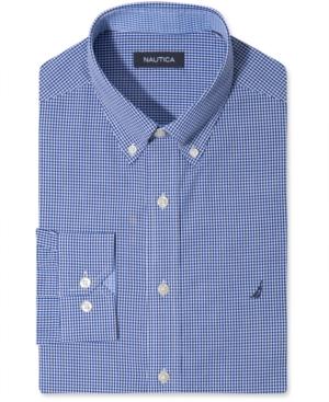 Nautica Dress Shirt, Royal Blue Gingham Long Sleeve Shirt