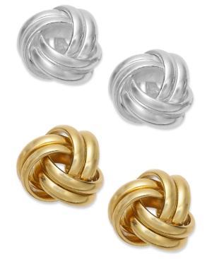 Giani Bernini 24k Gold Over Sterling Silver And Sterling Silver Love Knot Stud Earrings Set