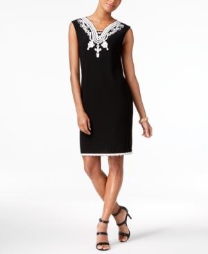 Alfani Soutache-trim Shift Dress, Created For Macy's