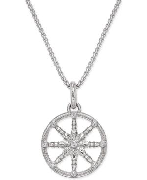 Thomas Sabo Karma Beads Cubic Zirconia Pave Wheel Of Karma Pendant Necklace In Sterling Silver
