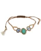 Lonna & Lilly Gold-tone Pave, Stone & Tassel Beaded Slider Bracelet
