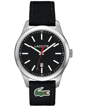 Lacoste Men's Auckland Black Nylon Canvas Strap Watch 44mm 2010778