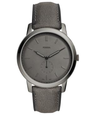 Fossil Men's Minimalist Gray Leather Strap Watch 44mm