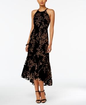 Vince Camuto Floral Velvet High-low Midi Dress