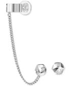 Swarovski Silver-tone Crystal Ear Chain Cuff And Matching Stud Earring