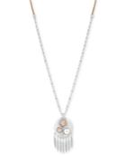Lucky Brand Silver-tone Druzy Stone & Imitation Pearl Leather 34 Pendant Necklace