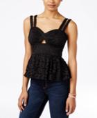 Material Girl Juniors' Lace Cutout Peplum Top, Only At Macy's