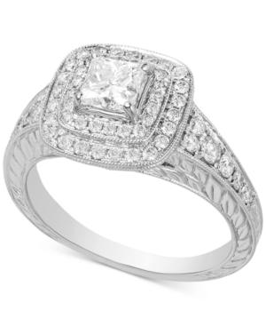 Diamond Cushion Halo Engagement Ring (1-1/4 Ct. T.w.) In 14k White Gold