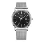 Men's Esq0040 Domed Crystal Silver-tone Stainless Steel Watch With Black Dial
