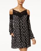 American Rag Printed Crochet-trim Cold-shoulder Shift Dress, Only At Macy's