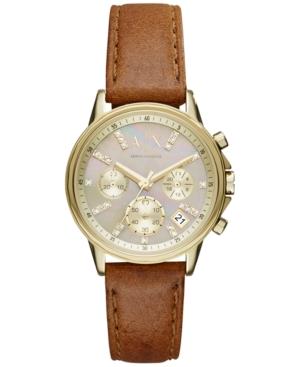 Ax Armani Exchange Women's Chronograph Light Brown Leather Strap Watch 36mm Ax4334