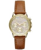 Ax Armani Exchange Women's Chronograph Light Brown Leather Strap Watch 36mm Ax4334