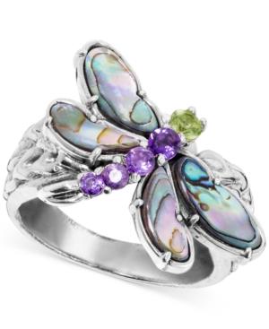 Multi-gemstone Dragonfly Ring (2-1/5 Ct. T.w.) In Sterling Silver
