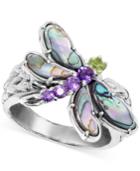 Multi-gemstone Dragonfly Ring (2-1/5 Ct. T.w.) In Sterling Silver