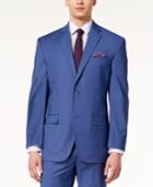 Sean John Men's Classic-fit Stretch Blue Plaid Suit Jacket
