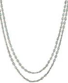 Lucky Brand Gold-tone Turquoise Stone Two-row Strand Necklace
