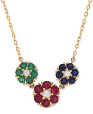 Multi-gemstone (2-1/3 Ct. T.w.) Necklace In 14k Gold