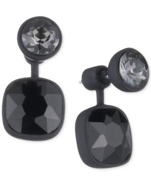 Dkny Hematite-tone & Black Rubber Gray Stone Jacket Earrings, Created For Macy's