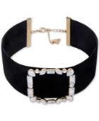 Guess Crystal Buckle Colored Velvet Choker Necklace