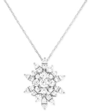 Wrapped In Love Diamond Starburst Pendant Necklace (1 Ct. T.w.) In 14k White Gold, Created For Macy's