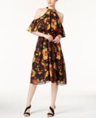 Eci Mock-neck Cold-shoulder Dress