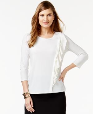 Cece By Cynthia Steffe Ruffled Three-quarter-sleeve Top
