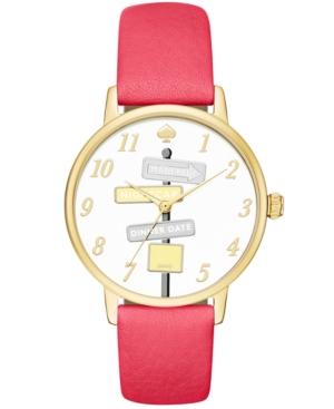 Kate Spade New York Women's Metro Neon Geranium Leather Strap Watch 34mm Ksw1127