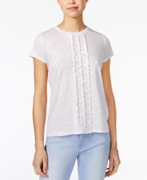 Maison Jules Linen Ruffled T-shirt, Only At Macy's