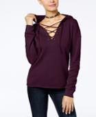 Ultra Flirt Juniors' Lace-up French Terry Hoodie