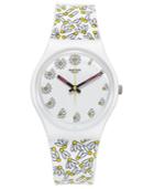 Swatch Women's Swiss Pick Me Multicolor Print Silicone Strap Watch 34mm Gw174