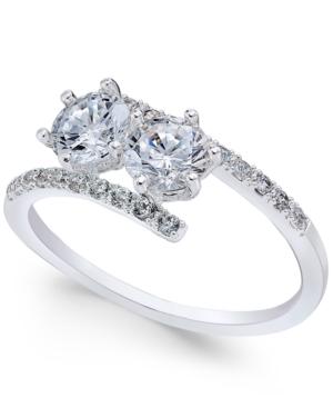 Charter Club Silver-tone Two Stone And Pave Crystal Bypass Ring, Only At Macy's