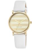 Nine West Women's White Leather Strap Watch 33mm Nw-1864chwt