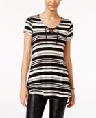Pink Rose Juniors' Lace-up Tunic Top