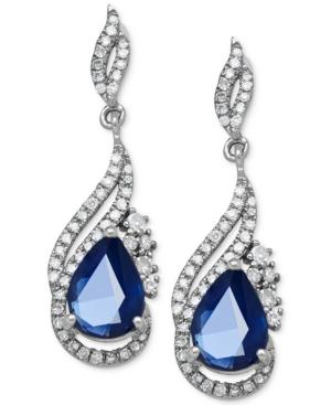 Sapphire (1-3/4 Ct. T.w.) And Diamond (1/3 Ct. T.w.) Drop Earrings In 14k White Gold