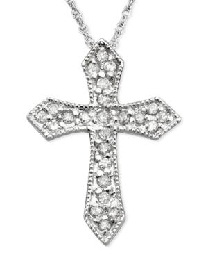 14k White Gold Diamond Cross Pendant (1/6 Ct. T.w.)