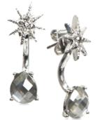 Lonna & Lilly Silver-tone Star And Stone Front Back And Back Earrings