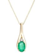 Emerald (3/4 Ct. T.w.) & Diamond Accent Pendant Necklace In 14k Gold