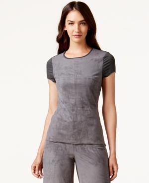 Vince Camuto Short-sleeve Faux-suede Top