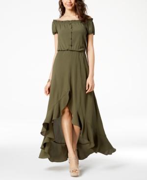 B Darlin Juniors' Off-the-shoulder High-low Maxi Dress