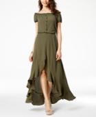 B Darlin Juniors' Off-the-shoulder High-low Maxi Dress